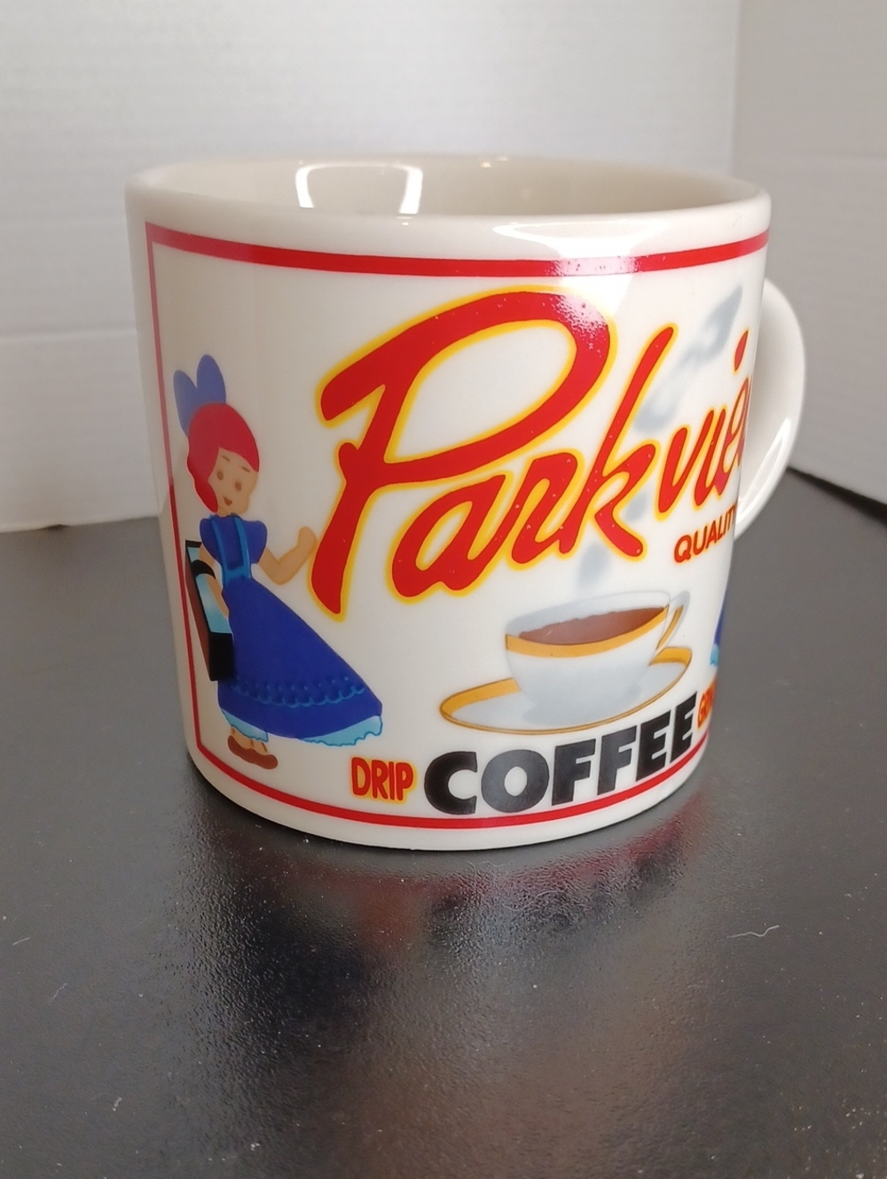 1992 Yester Year Parkview Coffee Red & Blue Mug - Drip Coffee Design By Wedtwood